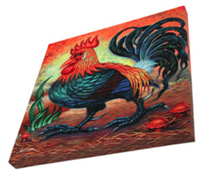 Rooster painting - giclee on canvas.